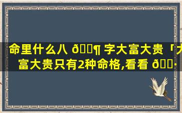 命里什么八 🐶 字大富大贵「大富大贵只有2种命格,看看 🌷 你是不是这种八字」